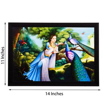 Lady With Peacocks Satin Matt Texture UV Art Painting 2