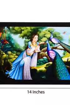 Lady With Peacocks Satin Matt Texture UV Art Painting