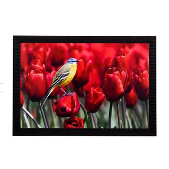 Bird Resting On Flower Satin Matt Texture UV Art Painting 1