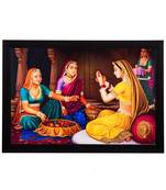 Women chit-chat Satin Matt Texture UV Art Painting