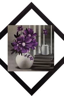 Vase & Purpe Flowers Satin Matt Texture UV Art Painting