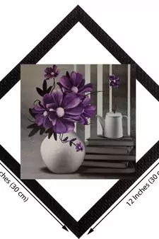 Vase & Purpe Flowers Satin Matt Texture UV Art Painting