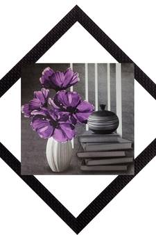 Vase Books & Flowers Satin Matt Texture UV Art Painting