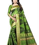 Green Woven Banarasi Saree With Blouse