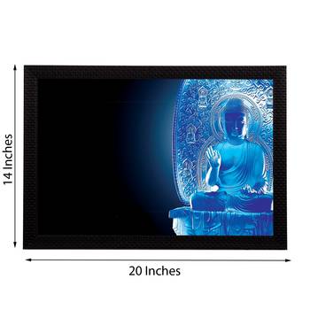 Neon Blue Lord Buddha Satin Matt Texture UV Art Painting 2