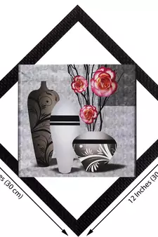 Three Vases Satin Matt Texture UV Art Painting