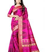Magenta Woven Banarasi Saree With Blouse