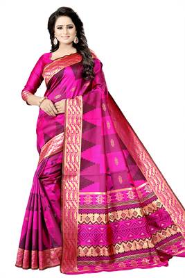 Magenta Woven Banarasi Saree With Blouse 2