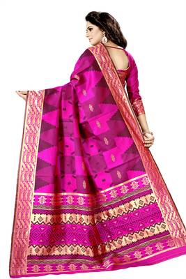 Magenta Woven Banarasi Saree With Blouse 3