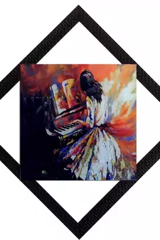 Girl Playing Piano Satin Matt Texture UV Art Painting