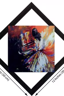 Girl Playing Piano Satin Matt Texture UV Art Painting