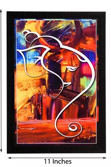 Lord Ganesh Abstract Satin Matt Texture UV Art Painting