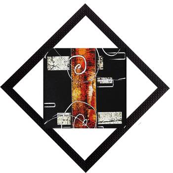 Orange & Black Satin Matt Texture UV Art Painting 1