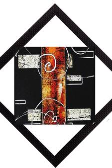 Orange & Black Satin Matt Texture UV Art Painting