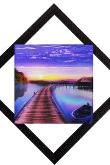 Over Bridge Sunset View Satin Matt Texture UV Art Painting