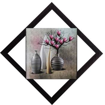 Vases With Flowers Satin Matt Texture UV Art Painting 1