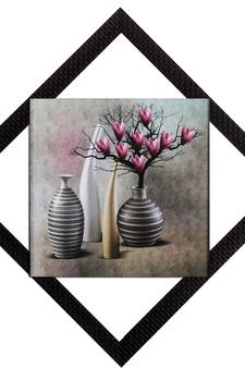 Vases With Flowers Satin Matt Texture UV Art Painting