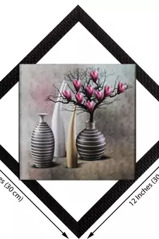 Vases With Flowers Satin Matt Texture UV Art Painting