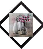 Vases With Pink Flowers Satin Matt Texture UV Art Painting