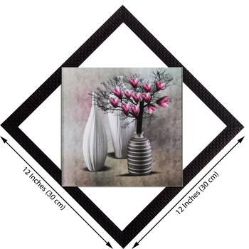 Vases With Pink Flowers Satin Matt Texture UV Art Painting 3