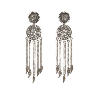 Afghani Tribal Oxidized Bohemian Navratri Silver Earrings For Women 1