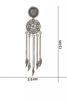 Afghani Tribal Oxidized Bohemian Navratri Silver Earrings For Women