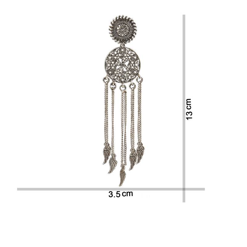 Afghani Tribal Oxidized Bohemian Navratri Silver Earrings For Women