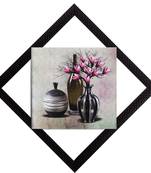 Black Vases With Flowers Satin Matt Texture UV Art Painting