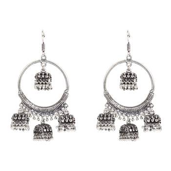 Afghani Tribal Oxidized Bohemian Navratri Silver Jhumki Earrings For Women 1