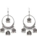 Afghani Tribal Oxidized Bohemian Navratri Silver Jhumki Earrings For Women