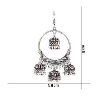 Afghani Tribal Oxidized Bohemian Navratri Silver Jhumki Earrings For Women 2