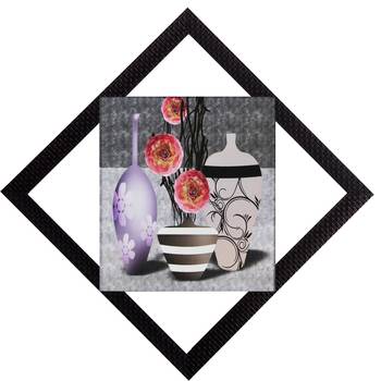 Vases With Orange Flowers Satin Matt Texture UV Art Painting 1