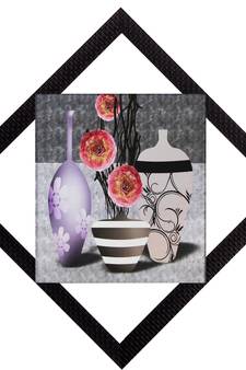 Vases With Orange Flowers Satin Matt Texture UV Art Painting