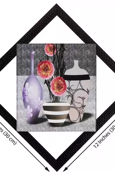 Vases With Orange Flowers Satin Matt Texture UV Art Painting