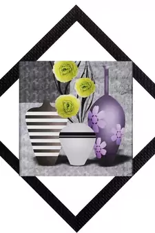 White & Purple Vases Satin Matt Texture UV Art Painting