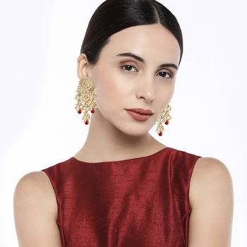Traditional Kundan Pearl Earrings & For Women  2