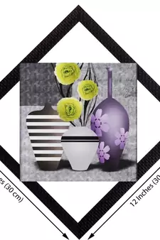 White & Purple Vases Satin Matt Texture UV Art Painting