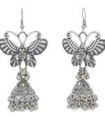 Navratri Oxidized Silver Butterfly Jhumki Earrings For Women