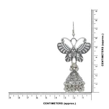 Navratri Oxidized Silver Butterfly Jhumki Earrings For Women 3