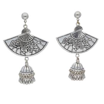 Navratri Oxidized Silver Jhumki Earrings For Women 1