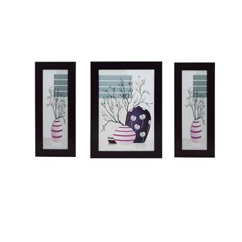 Set of 3 Botanical Satin Matt Textured UV Art Painting 1