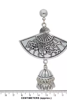 Navratri Oxidized Silver Jhumki Earrings For Women