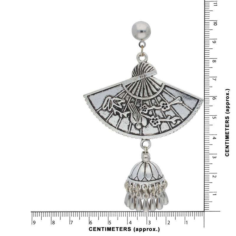 Navratri Oxidized Silver Jhumki Earrings For Women