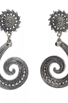 Navratri Oxidized Silver Earrings For Women