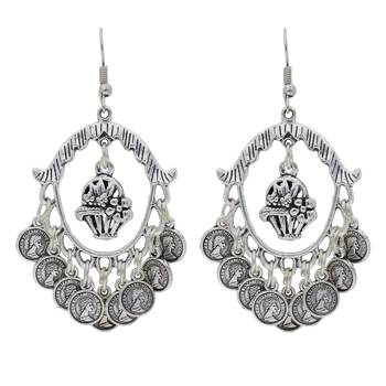 Bohemian Afghani Oxidized Silver Chandbali Earrings For Women 1