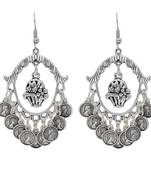 Bohemian Afghani Oxidized Silver Chandbali Earrings For Women