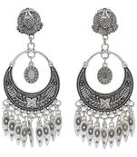 Bohemian Afghani Oxidized Silver Chandbali Earrings For Women