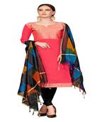 red woven banarasi unstitched salwar with dupatta