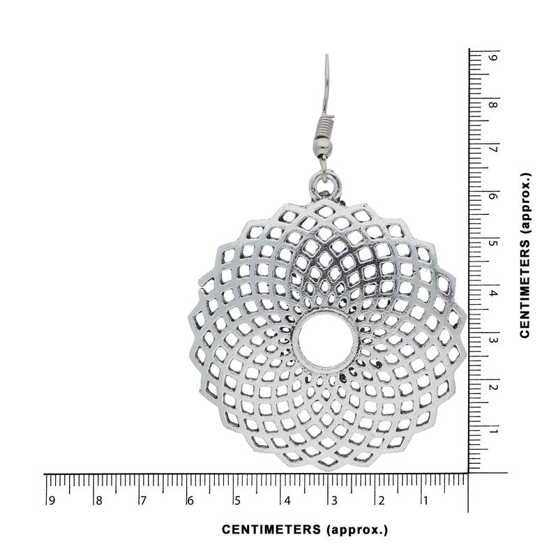 Bohemian Afghani Oxidized Silver Earrings For Women