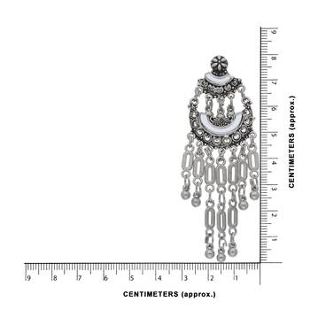 Bohemian Afghani Oxidized Silver Chandbali Earrings For Women 3